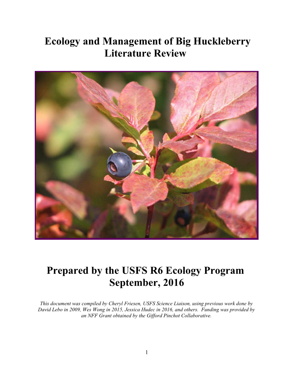 Ecology and Management of Big Huckleberry