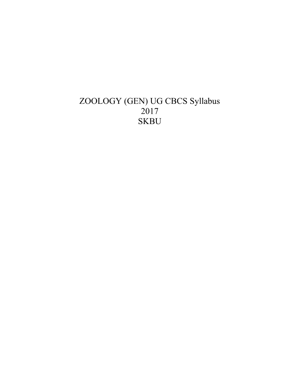 Draft Syllabus Zoology (Hons)