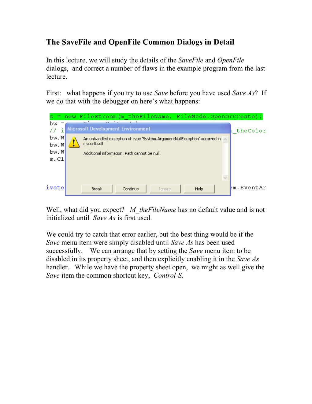 The Savefile and Openfile Common Dialogs in Detail