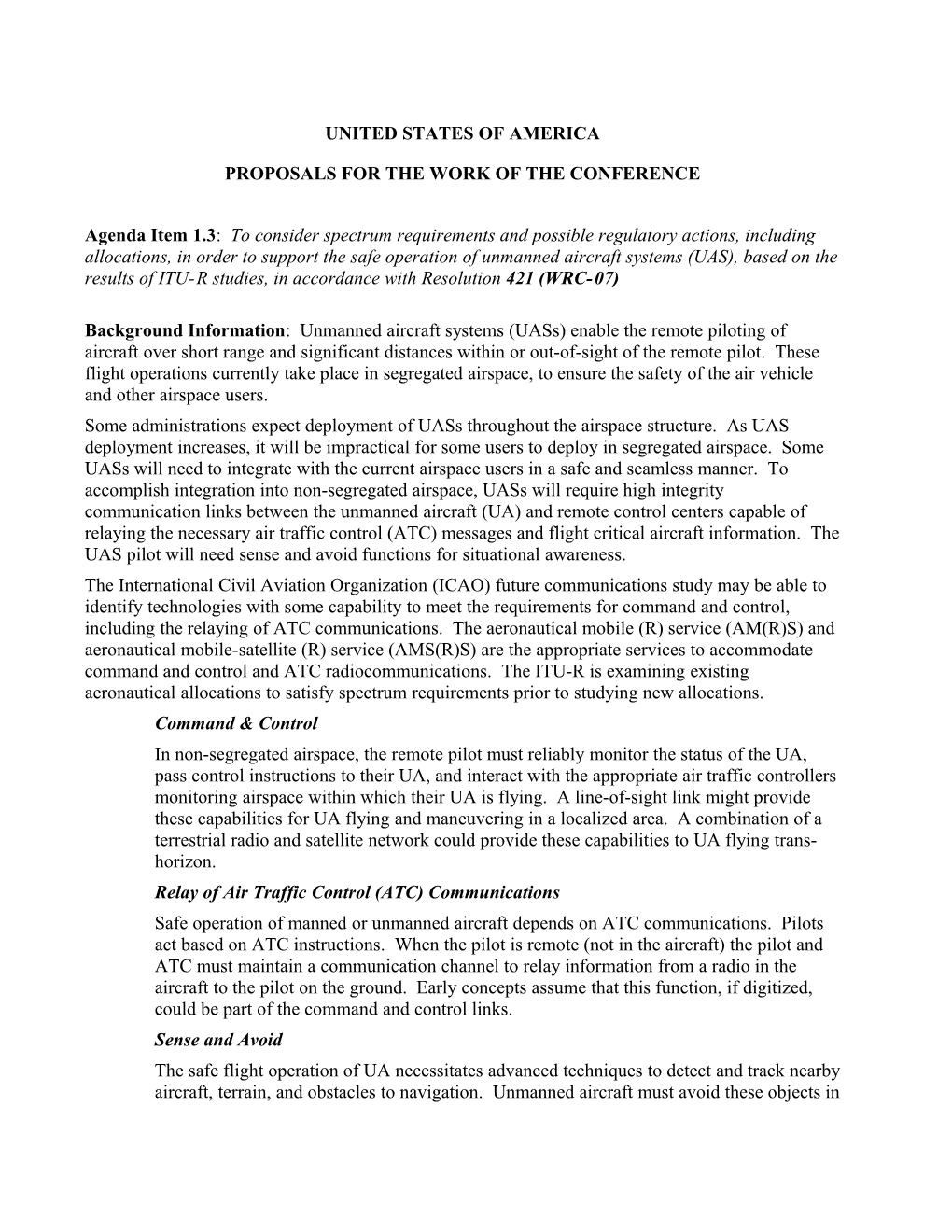 Draft Proposals of WRC-12 Agenda Items