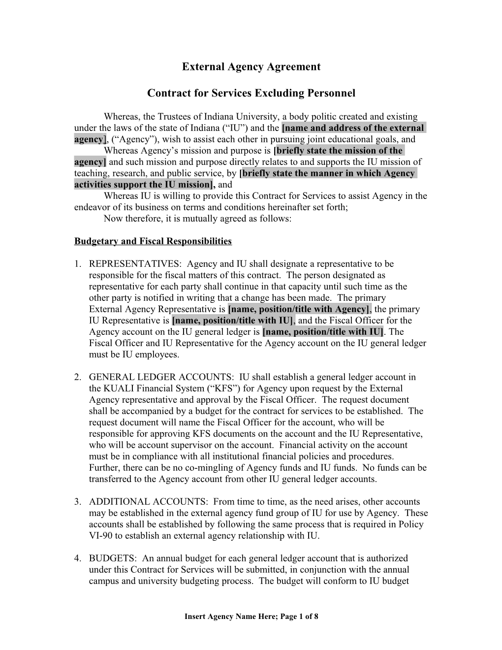 External Agency Agreement