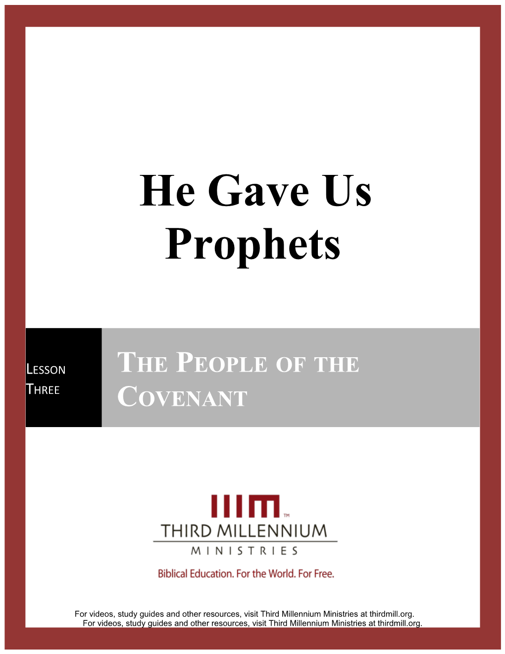 He Gave Us Prophets, Lesson 3