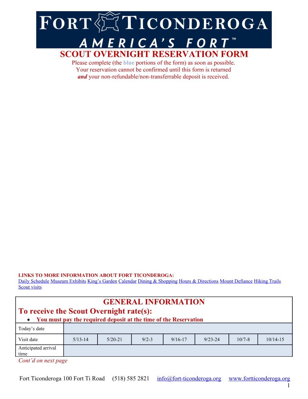 Scout Overnight Reservation Form