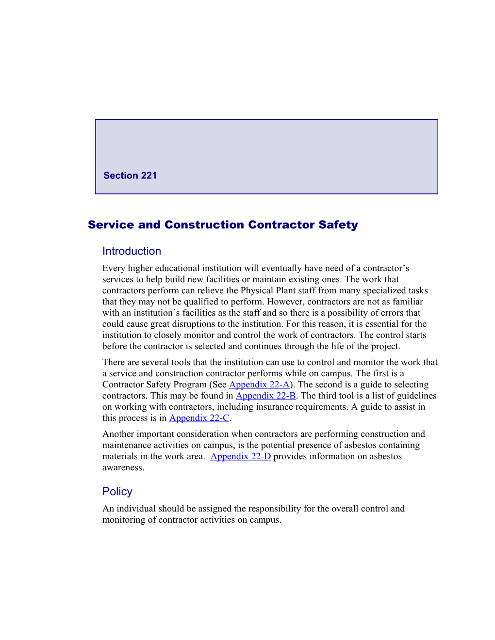 Service and Construction Contractor Safety