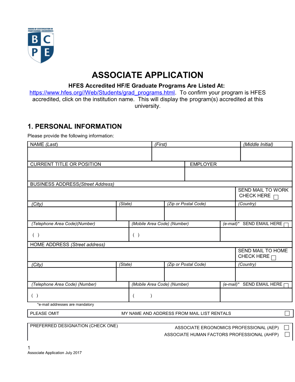 Associate Application