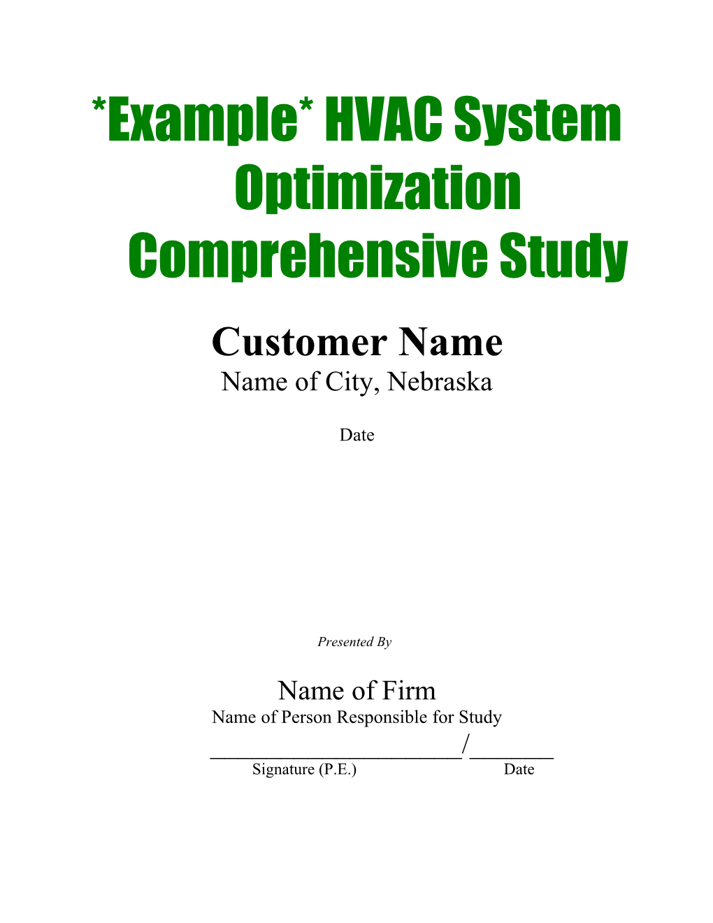 *Example* HVAC System Optimizationcomprehensive Study
