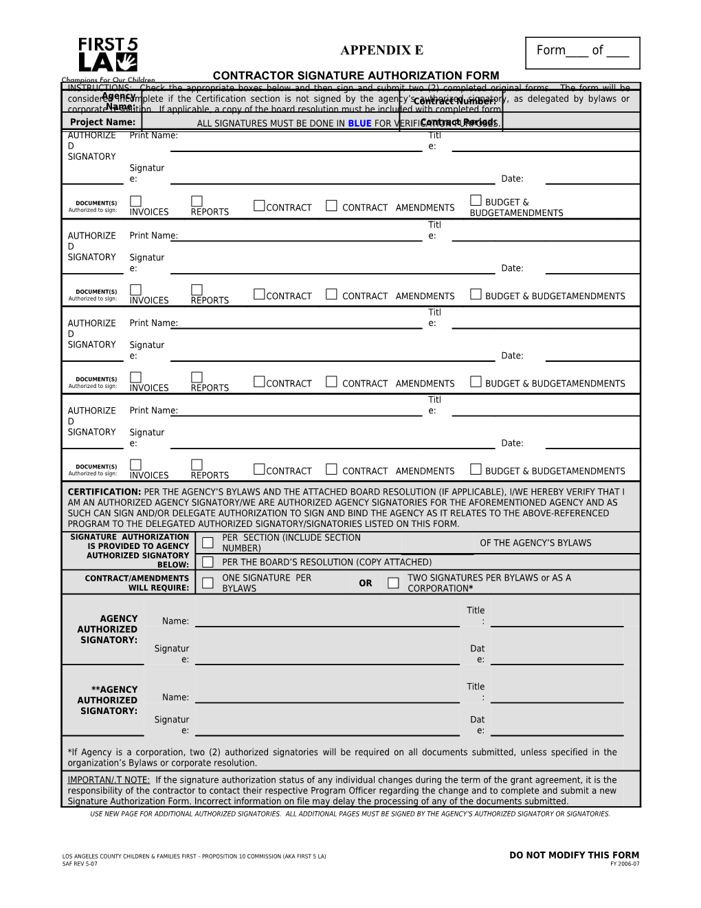 Contractorsignature Authorization Form