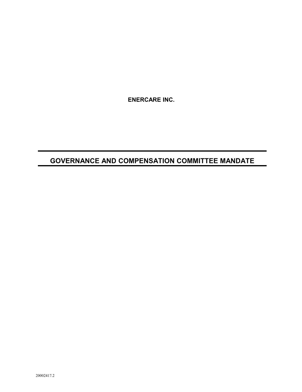 Governance and Compensation Committee Mandate