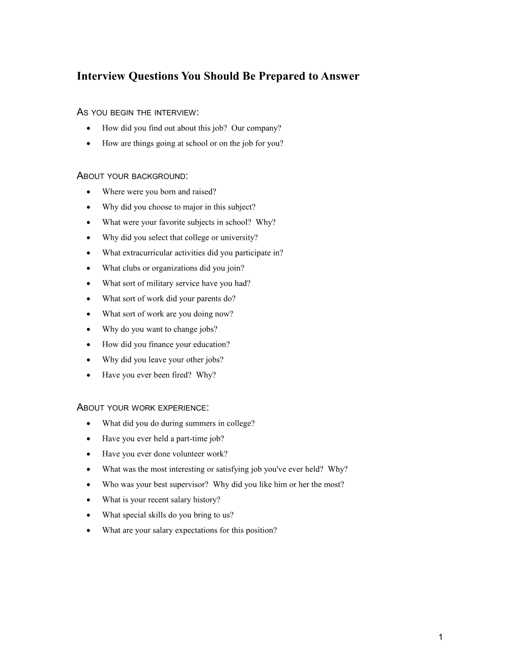 Interview Questions You Should Be Prepared to Answer