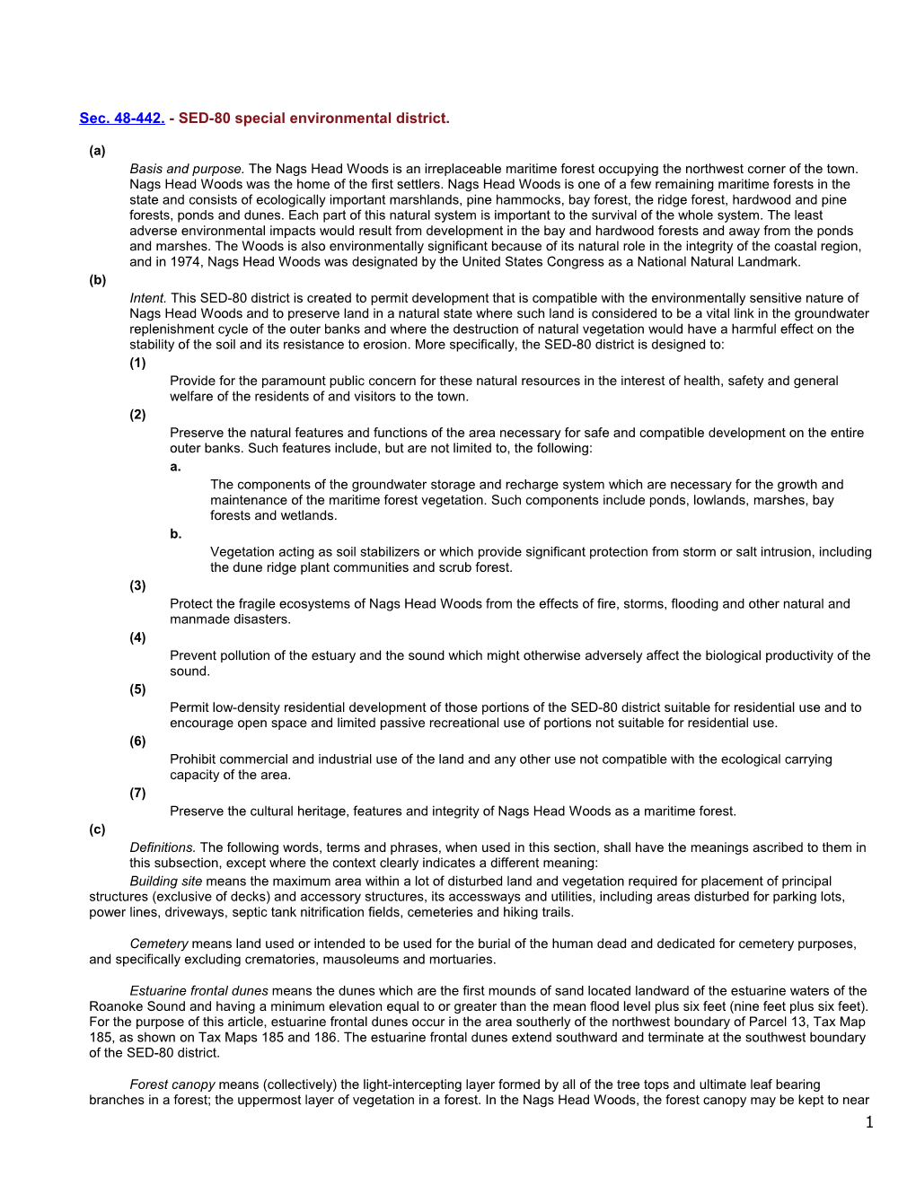 Sec. 48-442. - SED-80 Special Environmental District