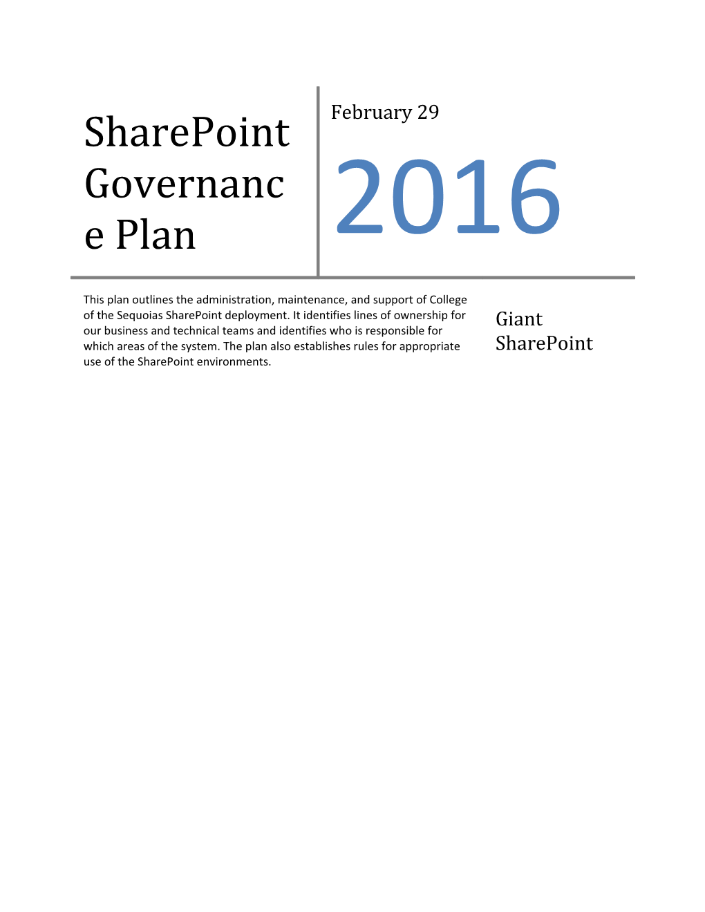 Sharepoint Governance Plan