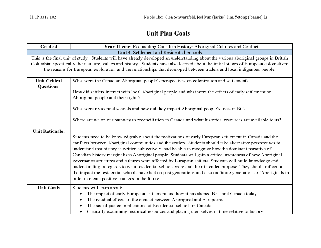 Unit Plan Grid