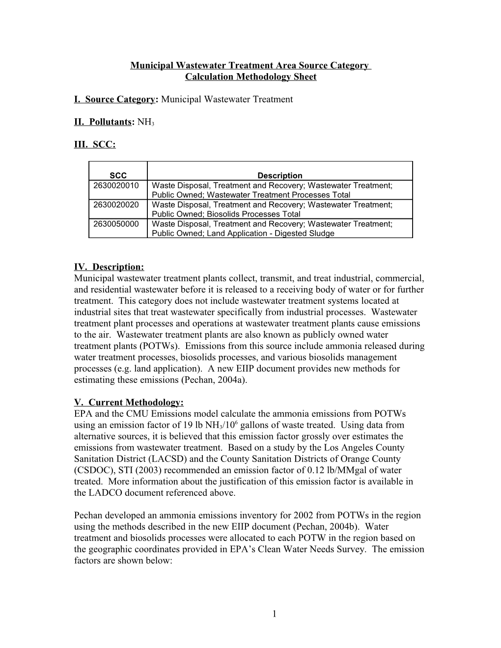 Paved Road Area Source Category Calculation Methodology Sheet