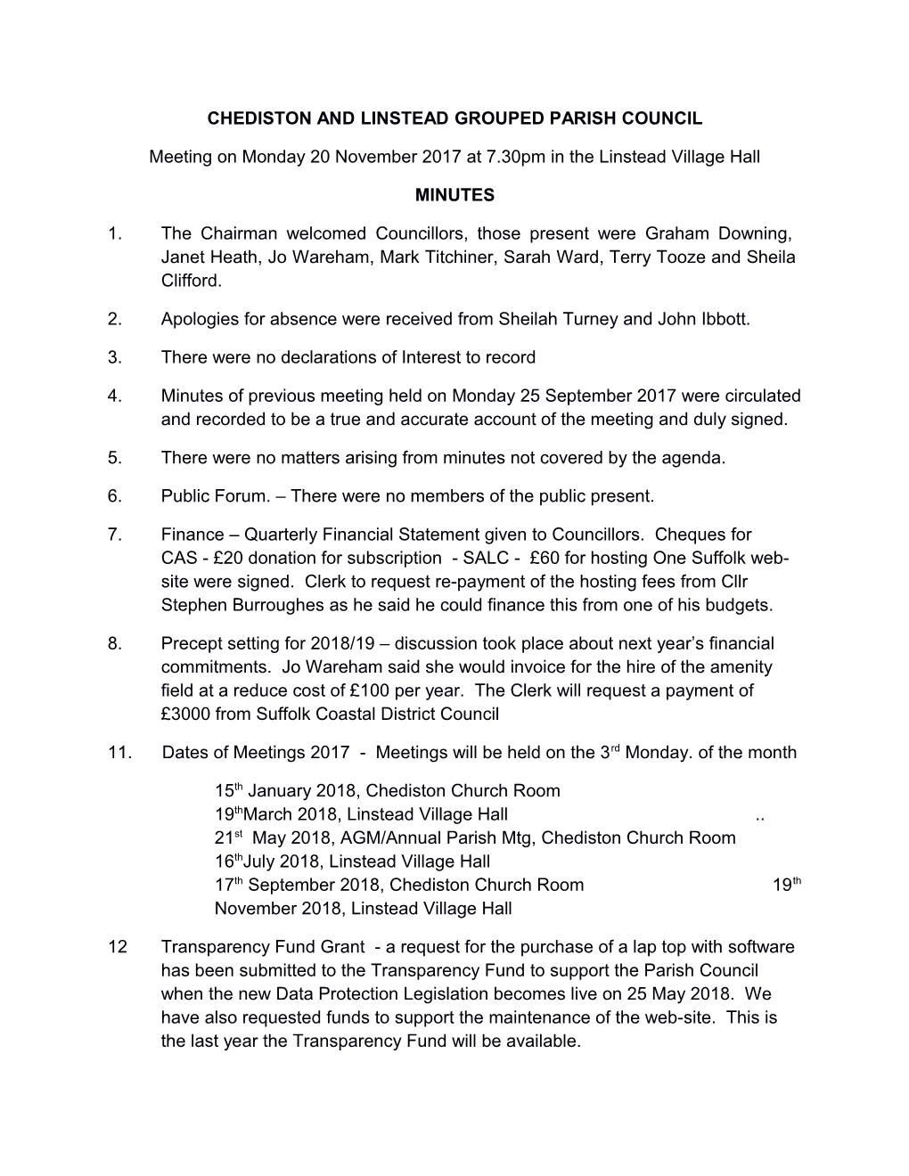 Chediston and Linstead Grouped Parish Council