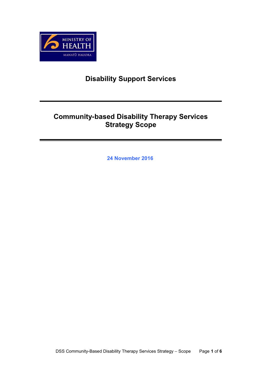 Community-Based Disability Therapy Services Strategy Scope