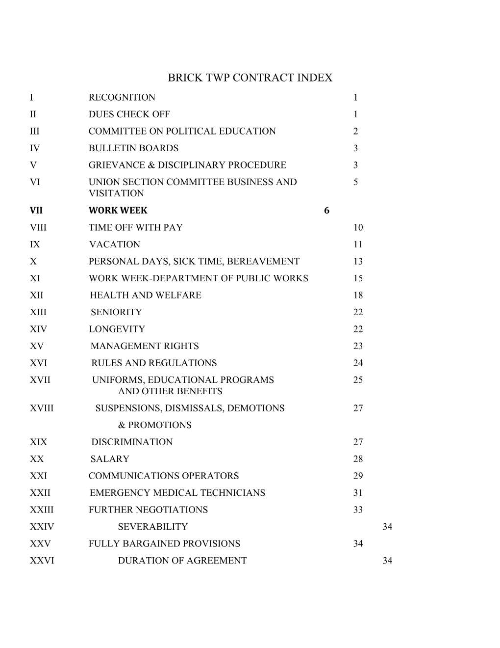 Brick Twp Contract Index