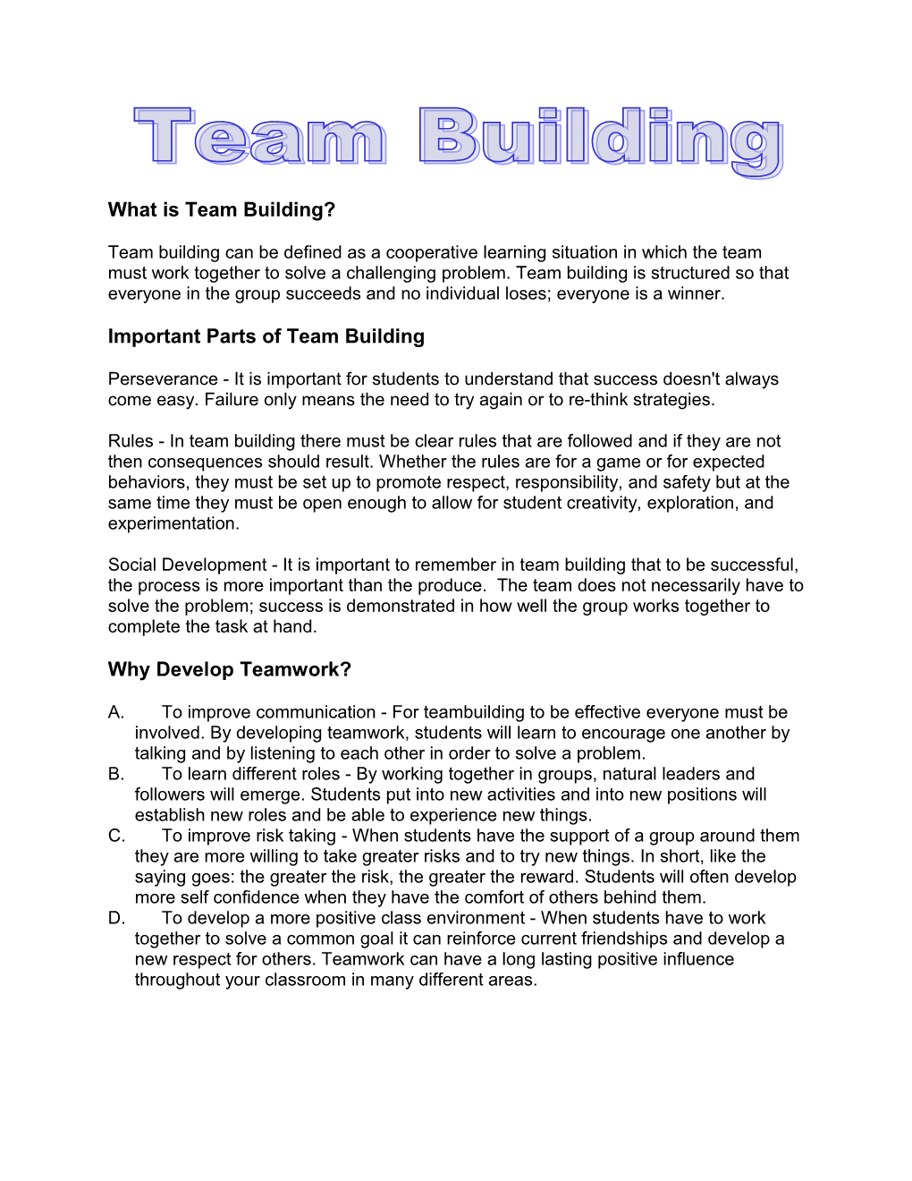 What Is Teambuilding?