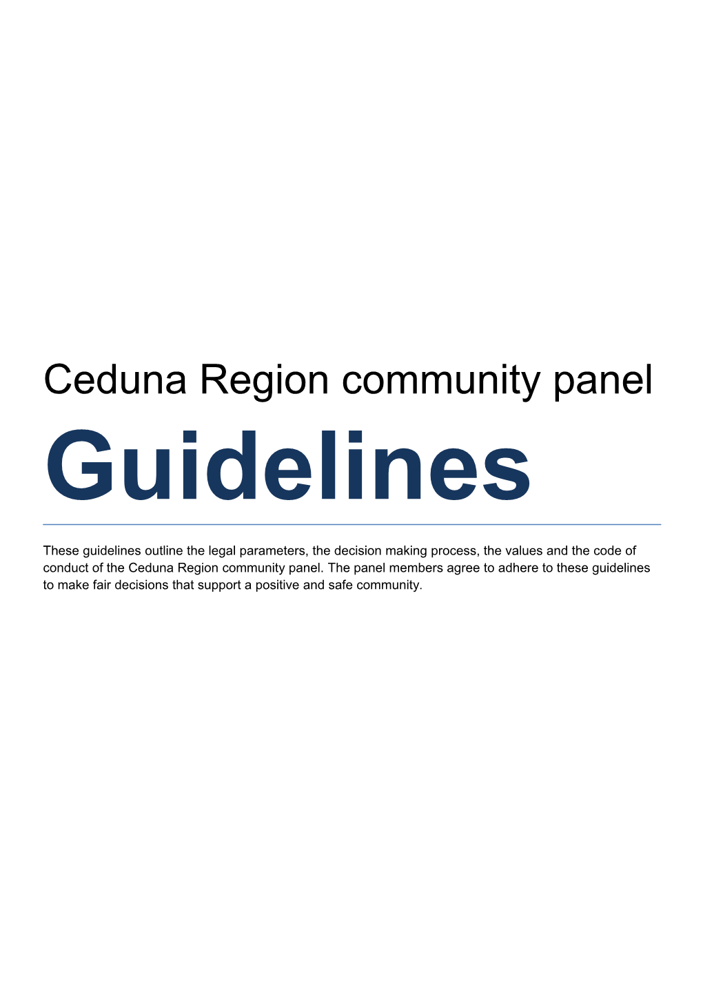 Ceduna Region Community Panel Guidelines