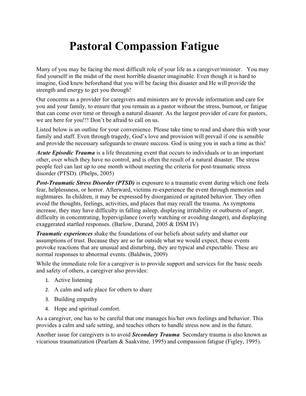 Pastoral Compassion Fatigue