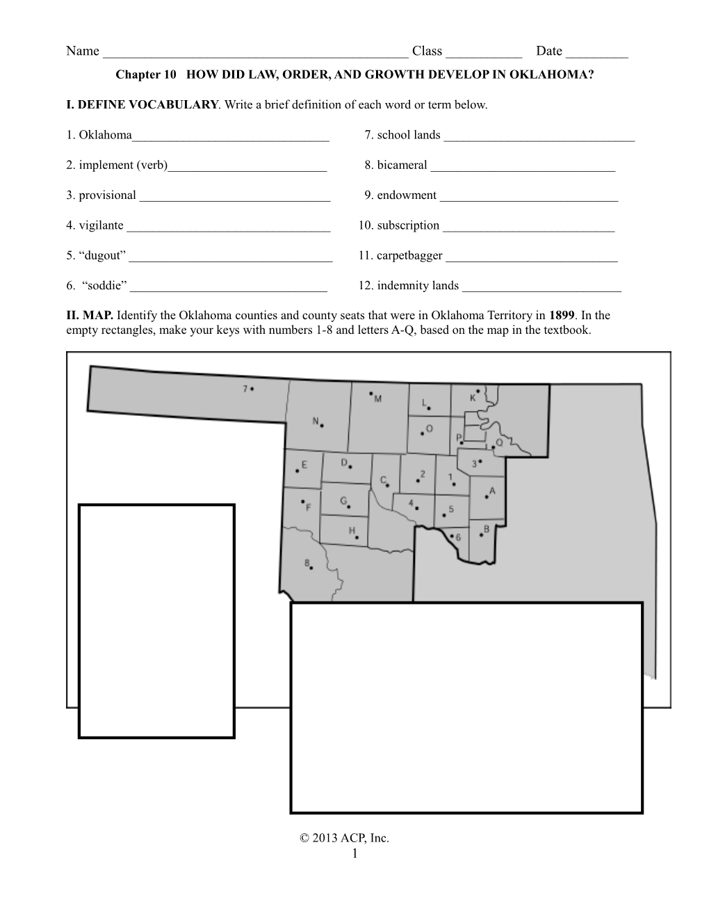 Chapter 10 HOW DID LAW, ORDER, and GROWTH DEVELOP in OKLAHOMA?