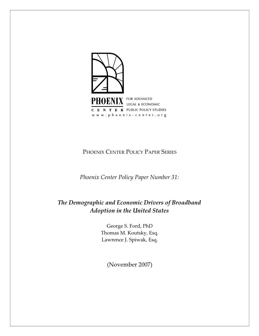 The Demographic and Economic Drivers of Broadband Adoption in the United States