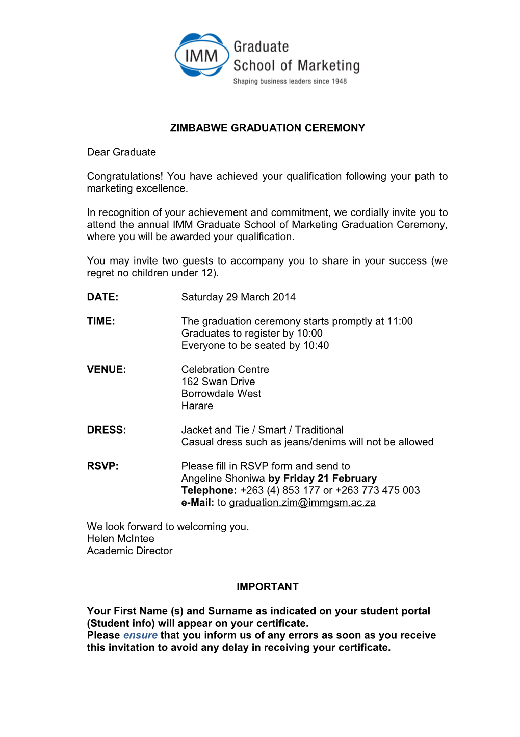 Zimbabwe Graduation Ceremony