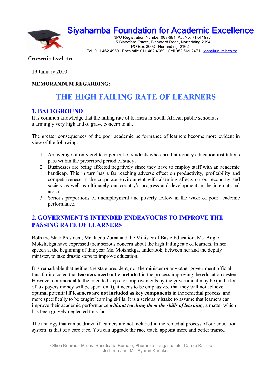 The High Failing Rate of Learners