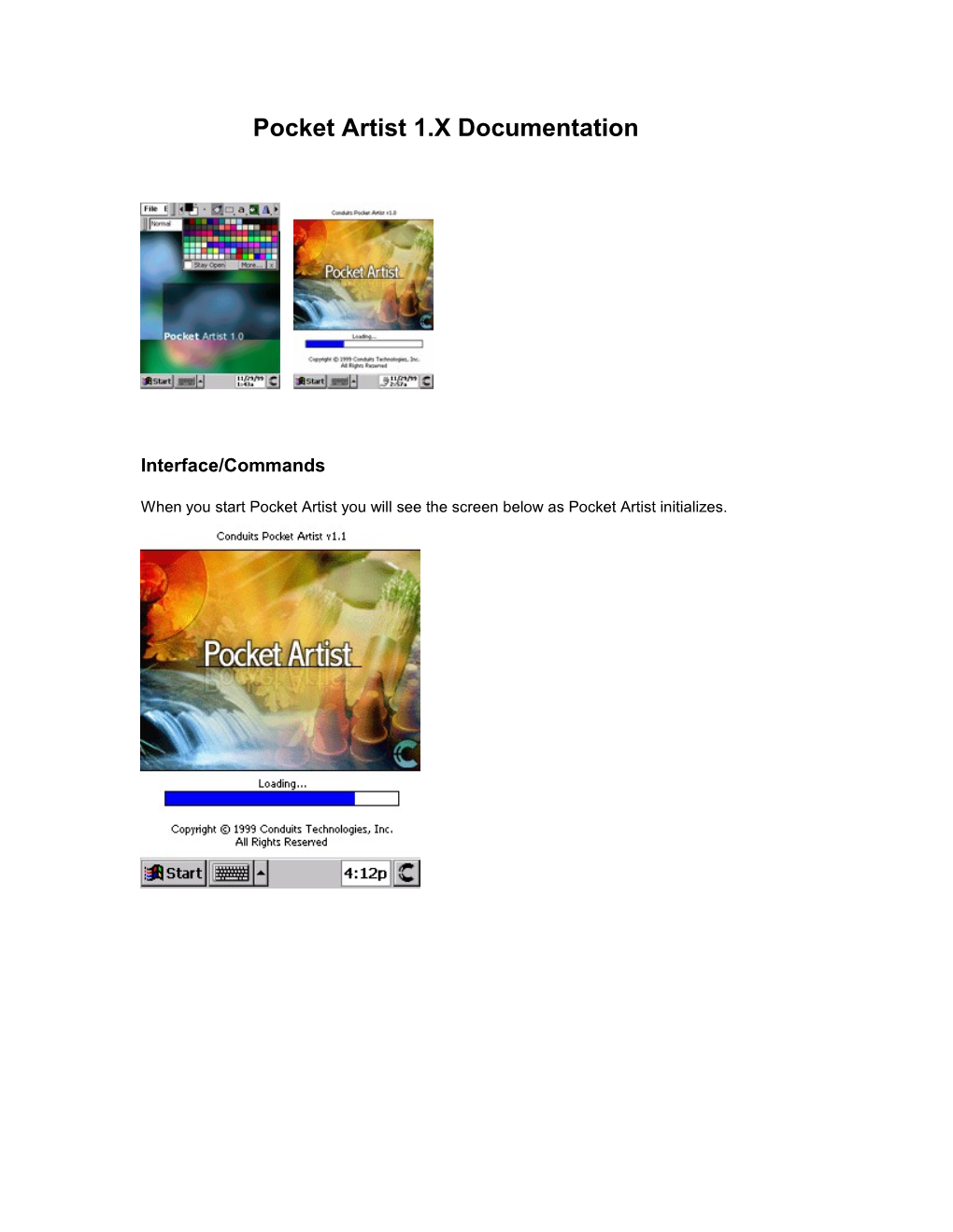 Pocket Artist 1.X Documentation