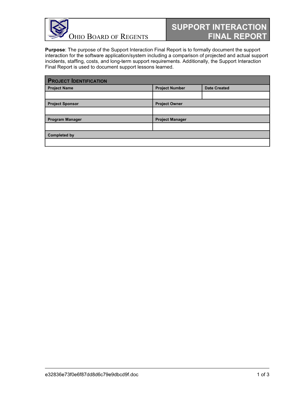 Support Interaction Final Report Template