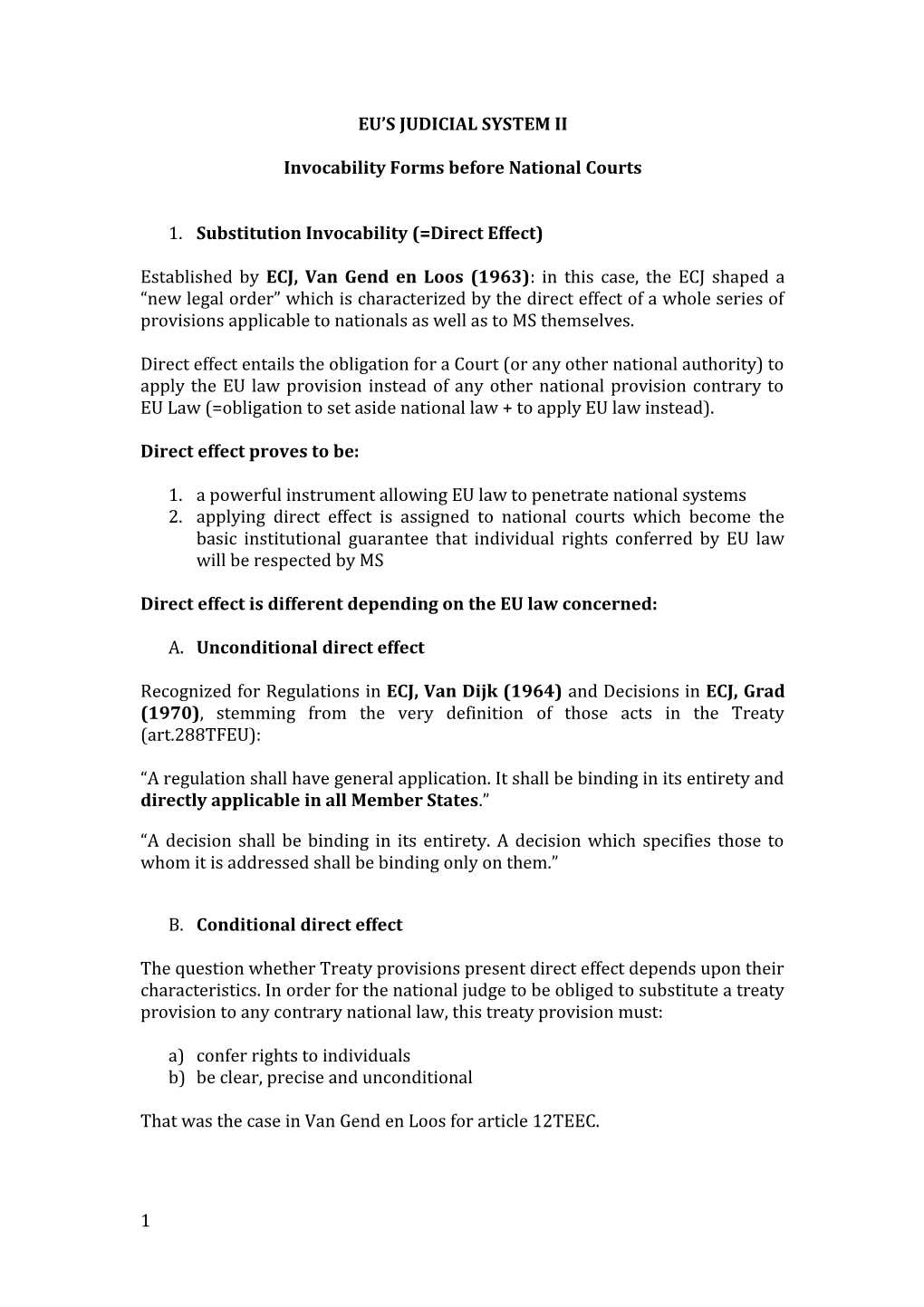 Invocability Forms Before National Courts