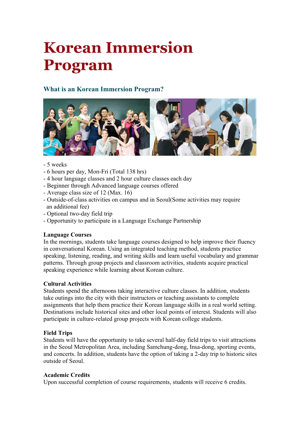 What Is an Korean Immersion Program?