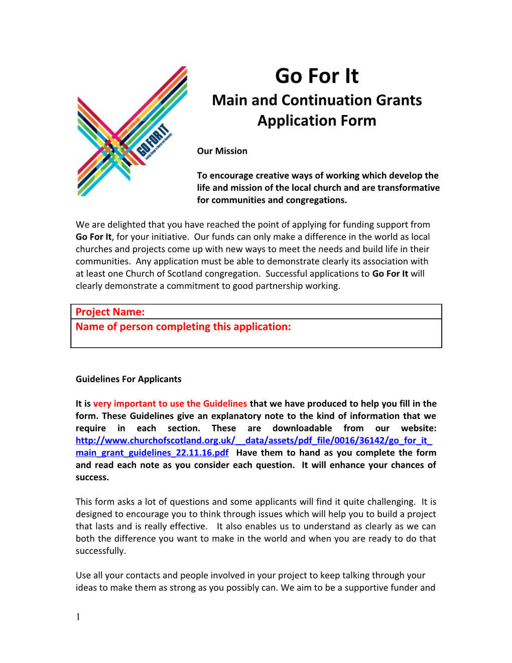 Main and Continuation Grants