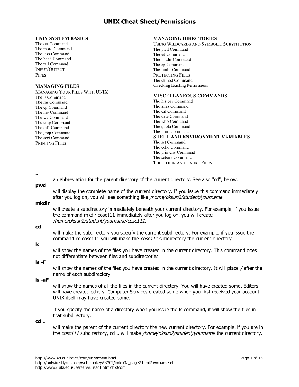 UNIX Cheat Sheet/Permissions