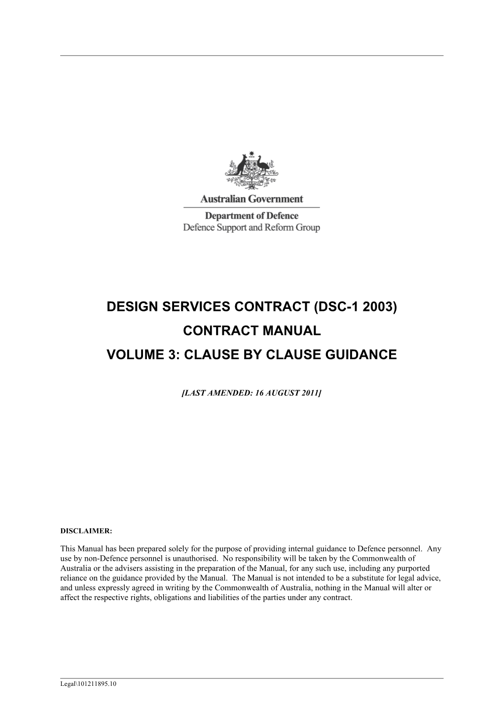 Design Services Contract (Dsc-1 2003)