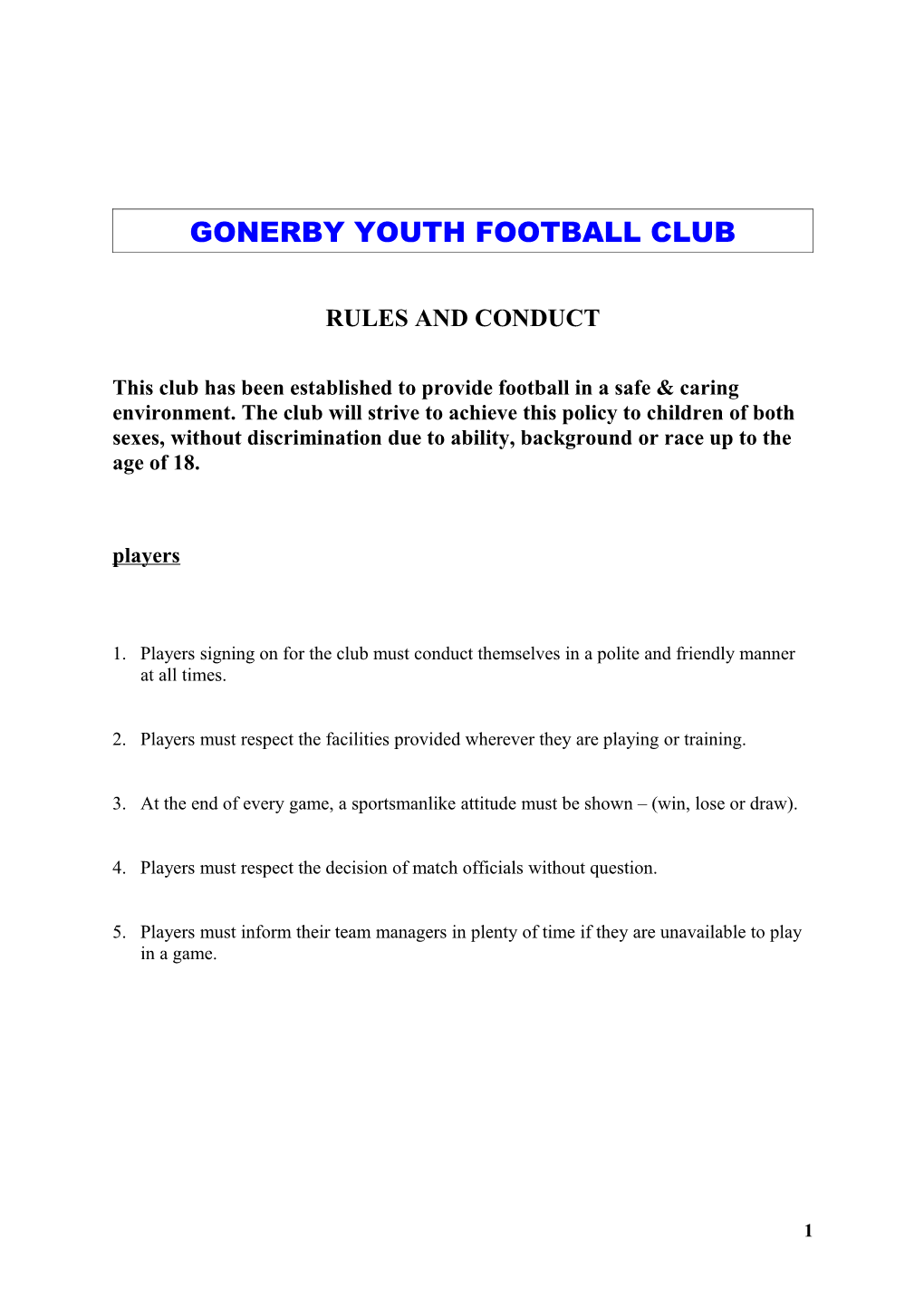 Gonerby Youth Football Club