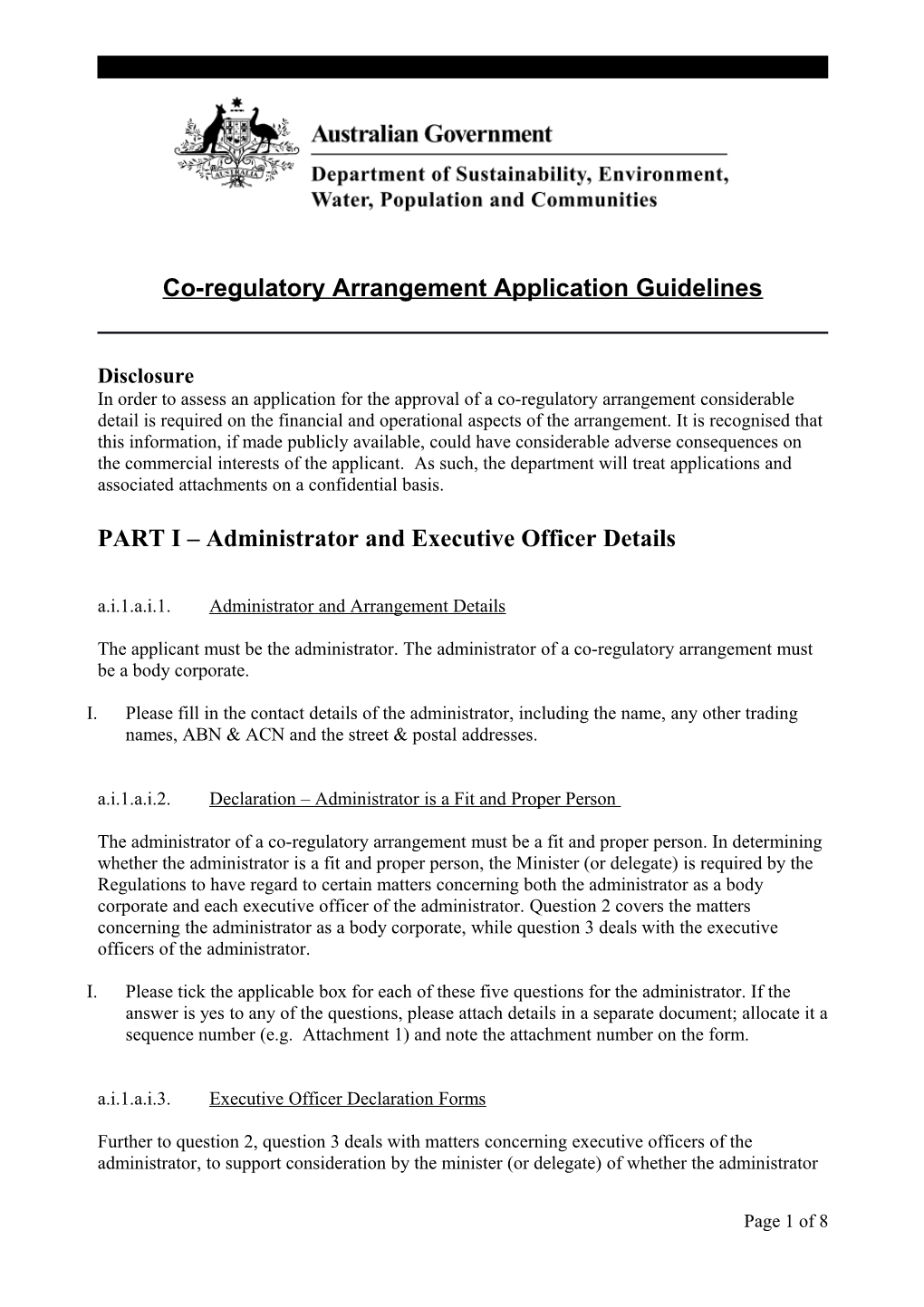 Co-Regulatory Arrangement Application Guidelines