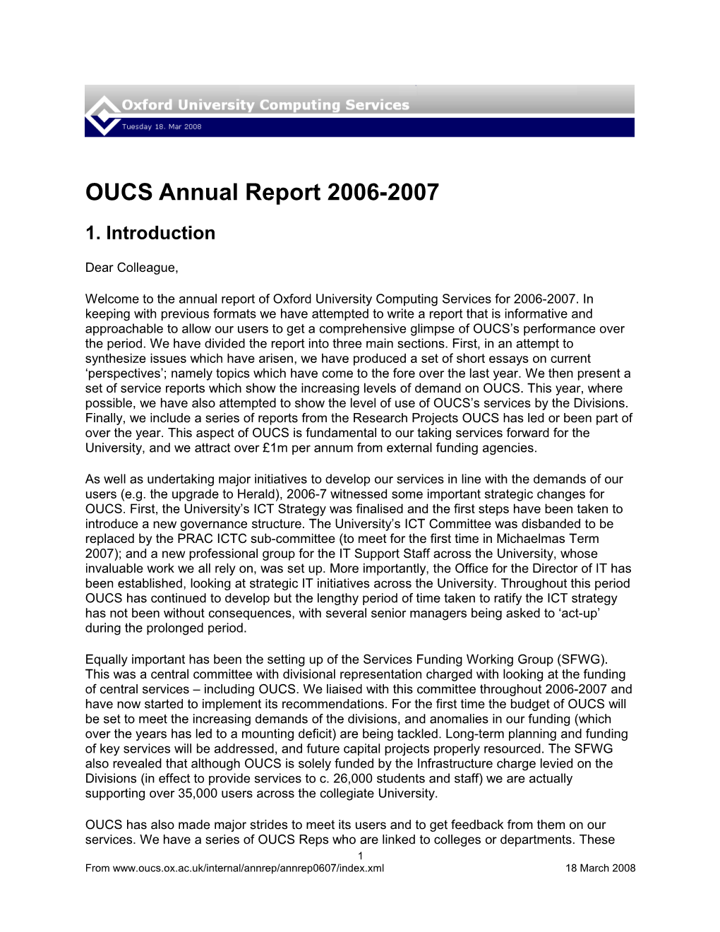 OUCS Annual Report 2006-2007