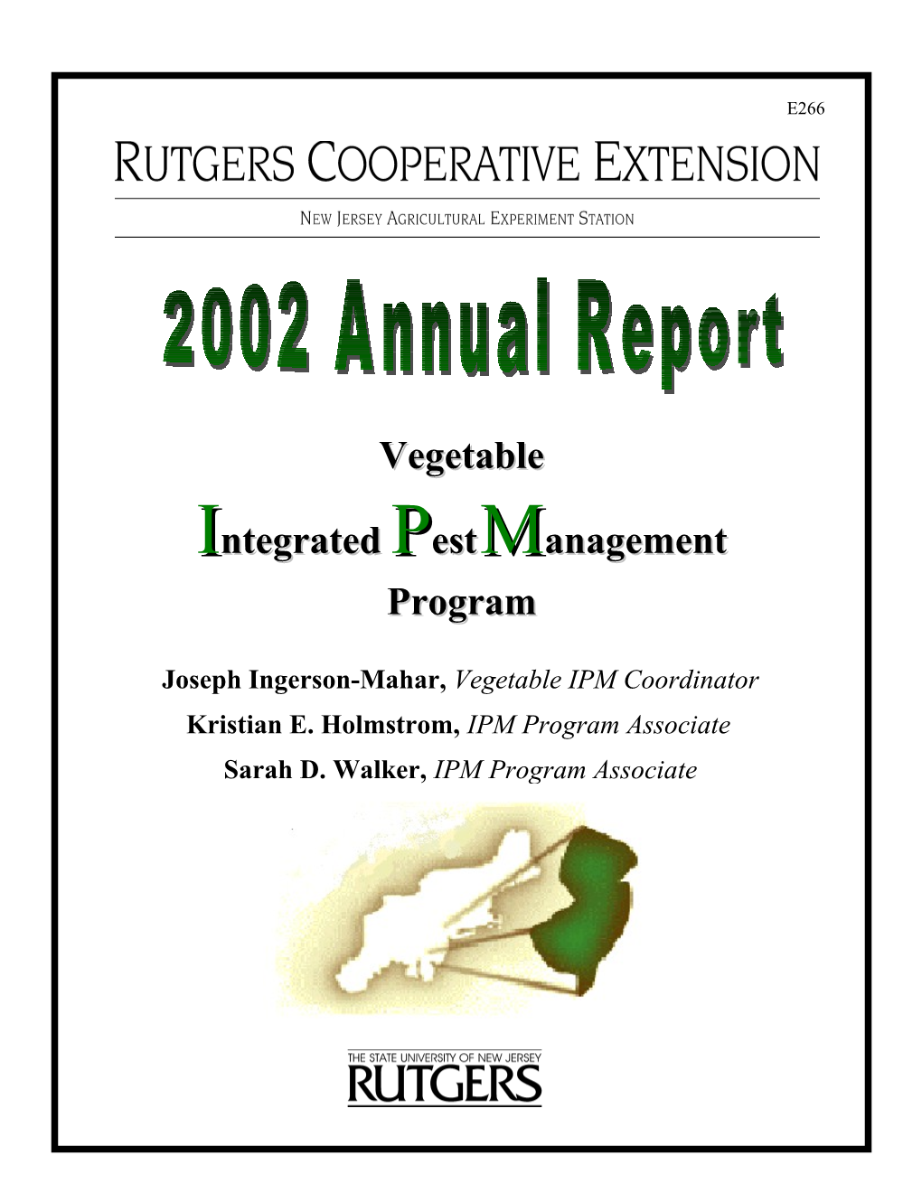 Joseph Ingerson-Mahar, Vegetable IPM Coordinator
