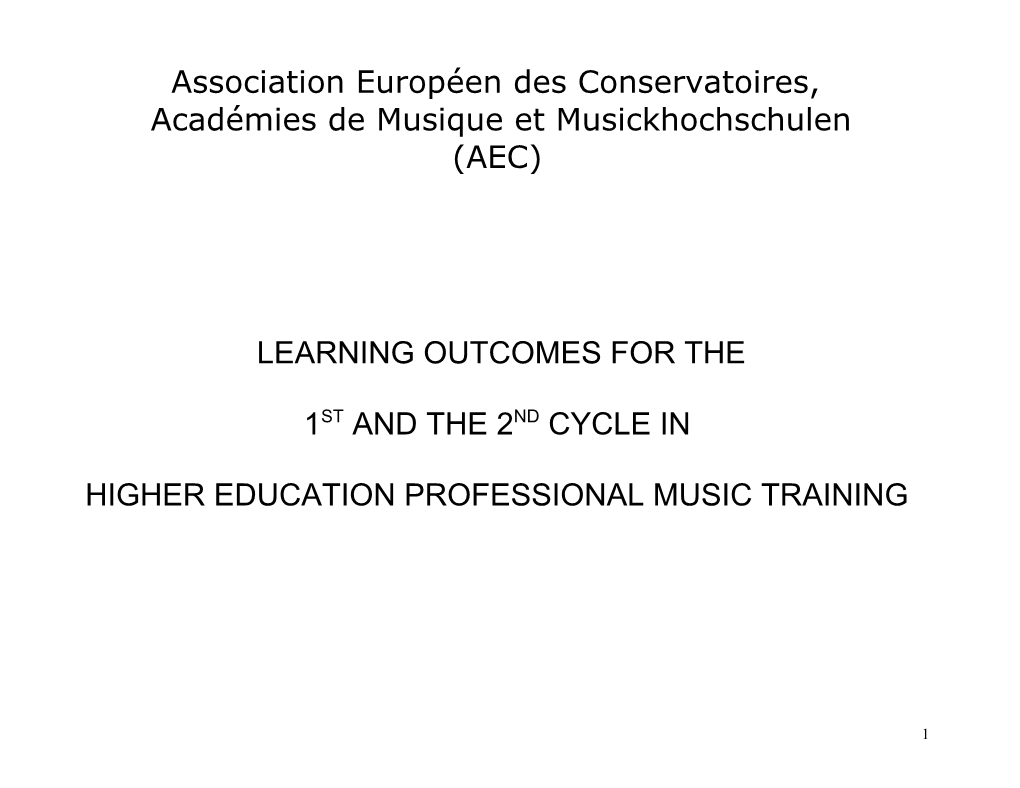 1St and 2Nd Cycle Studies in Higher Education Professional Musi