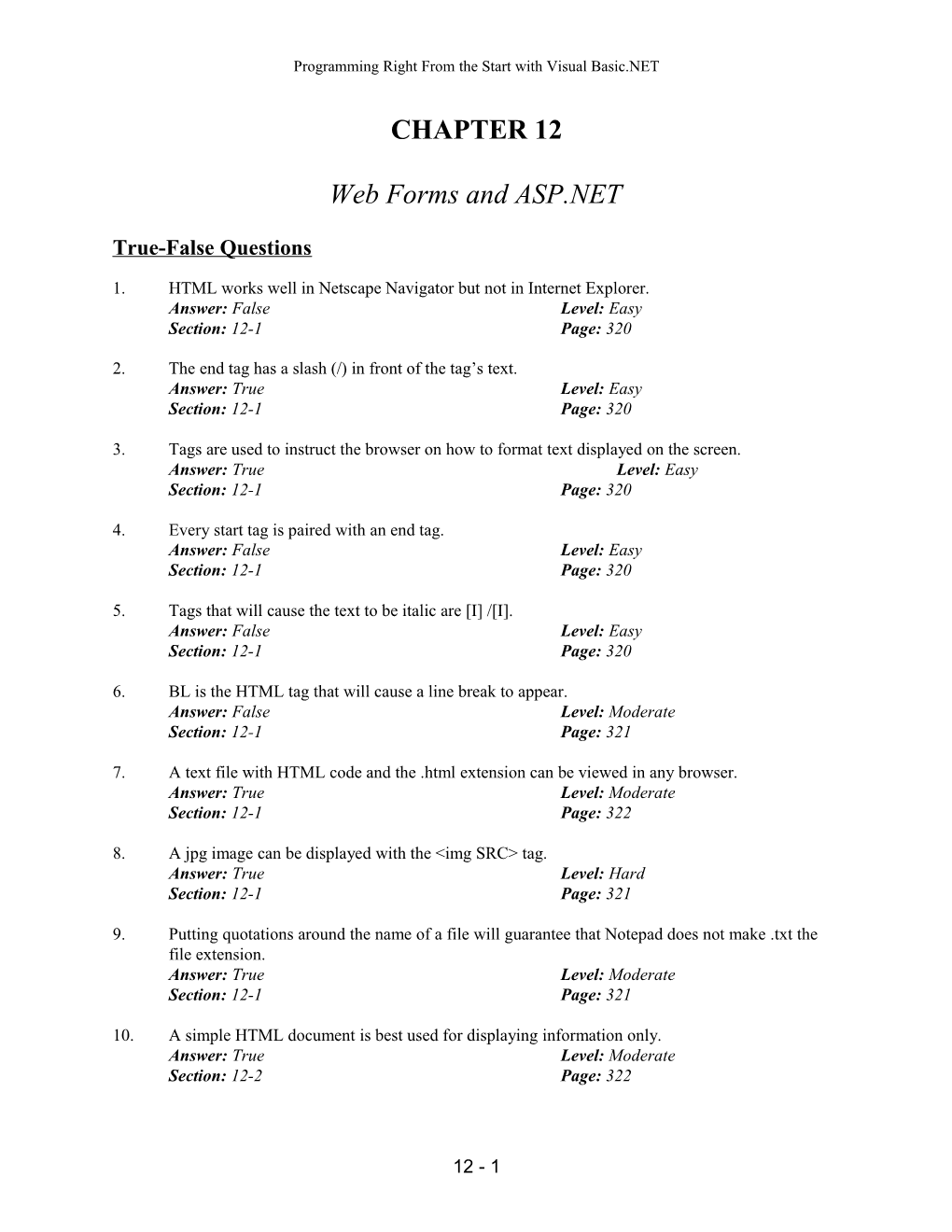 Chapter 12 Web Forms and ASP.NET