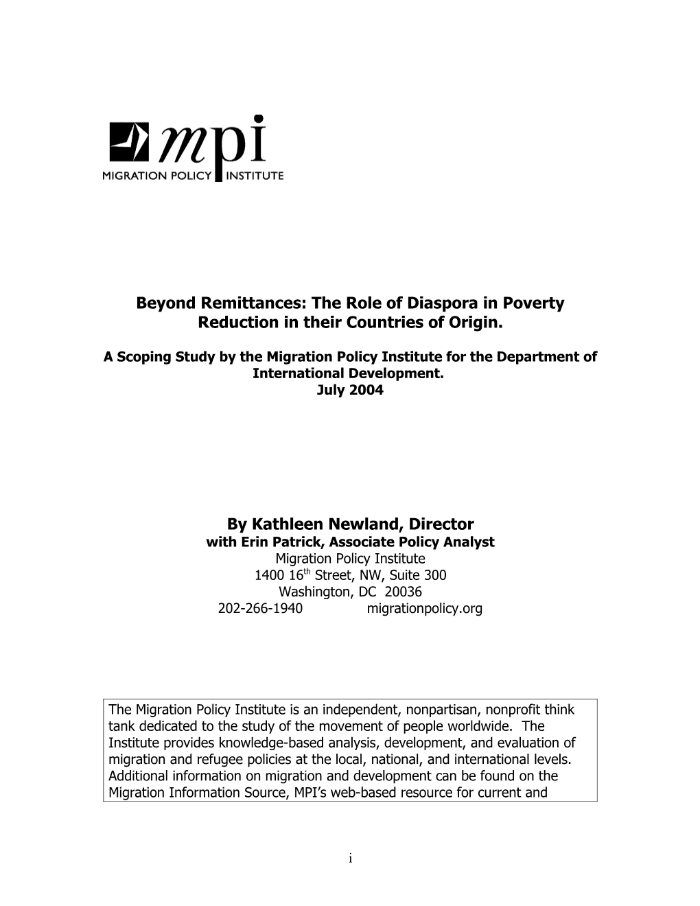 Away but Not Apart: the Role of Diaspora in Poverty Reduction in Their Countries of Origin