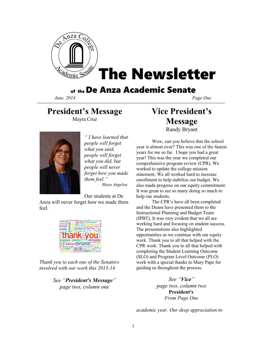 Of the De Anza Academic Senate