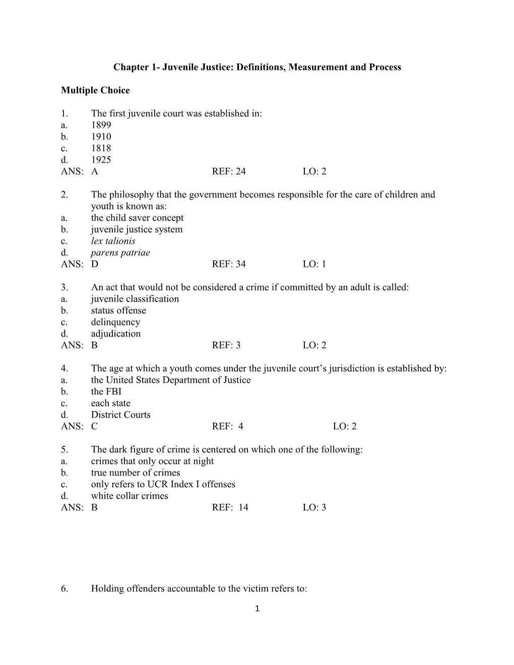 Chapter 1- Juvenile Justice: Definitions, Measurement and Process