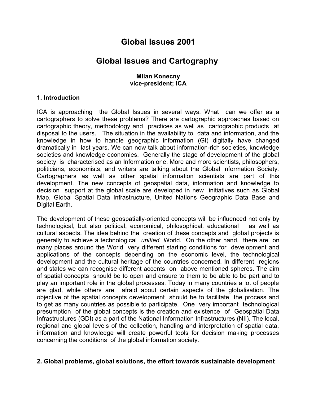 Global Issues and Cartography