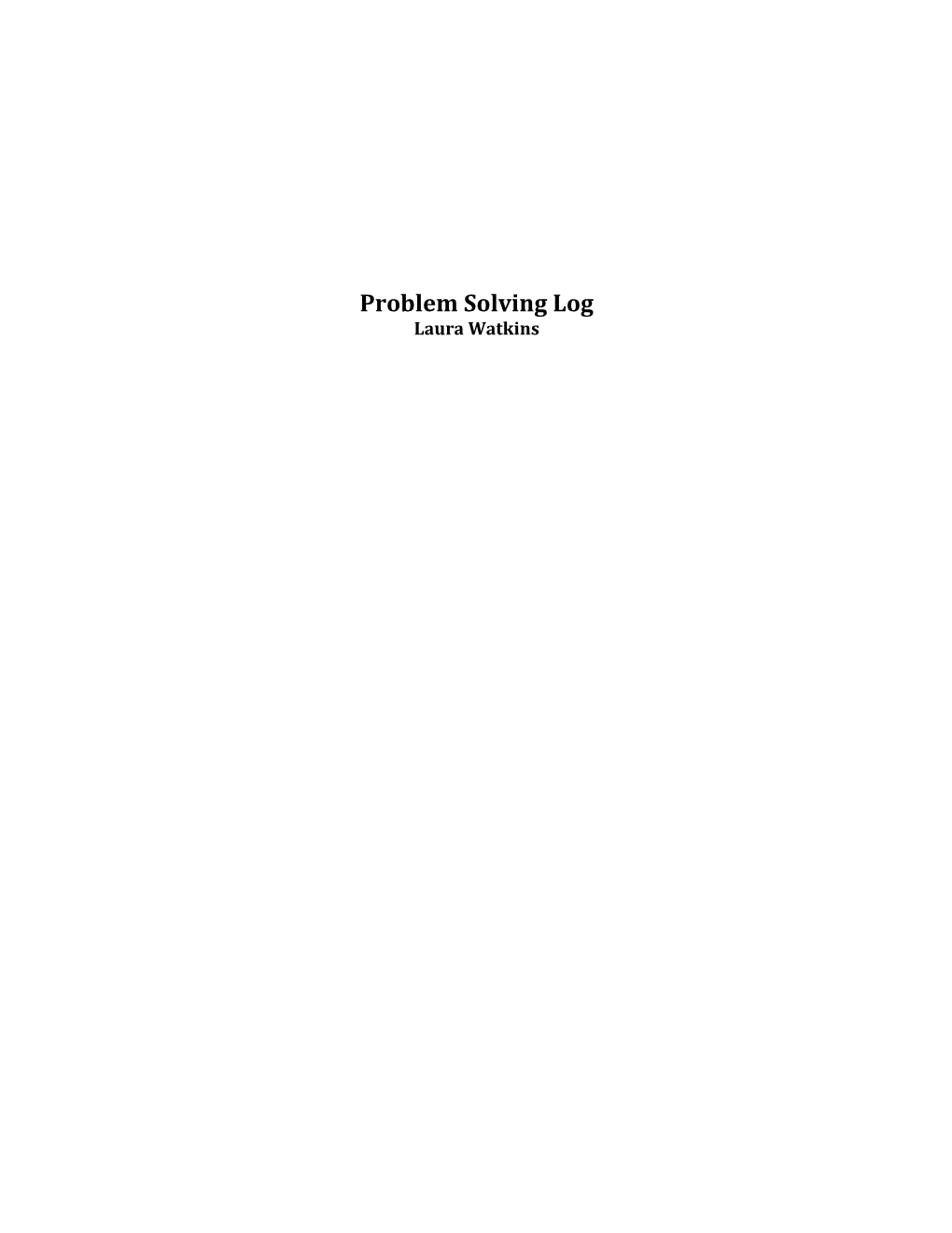 Problem Solving Log