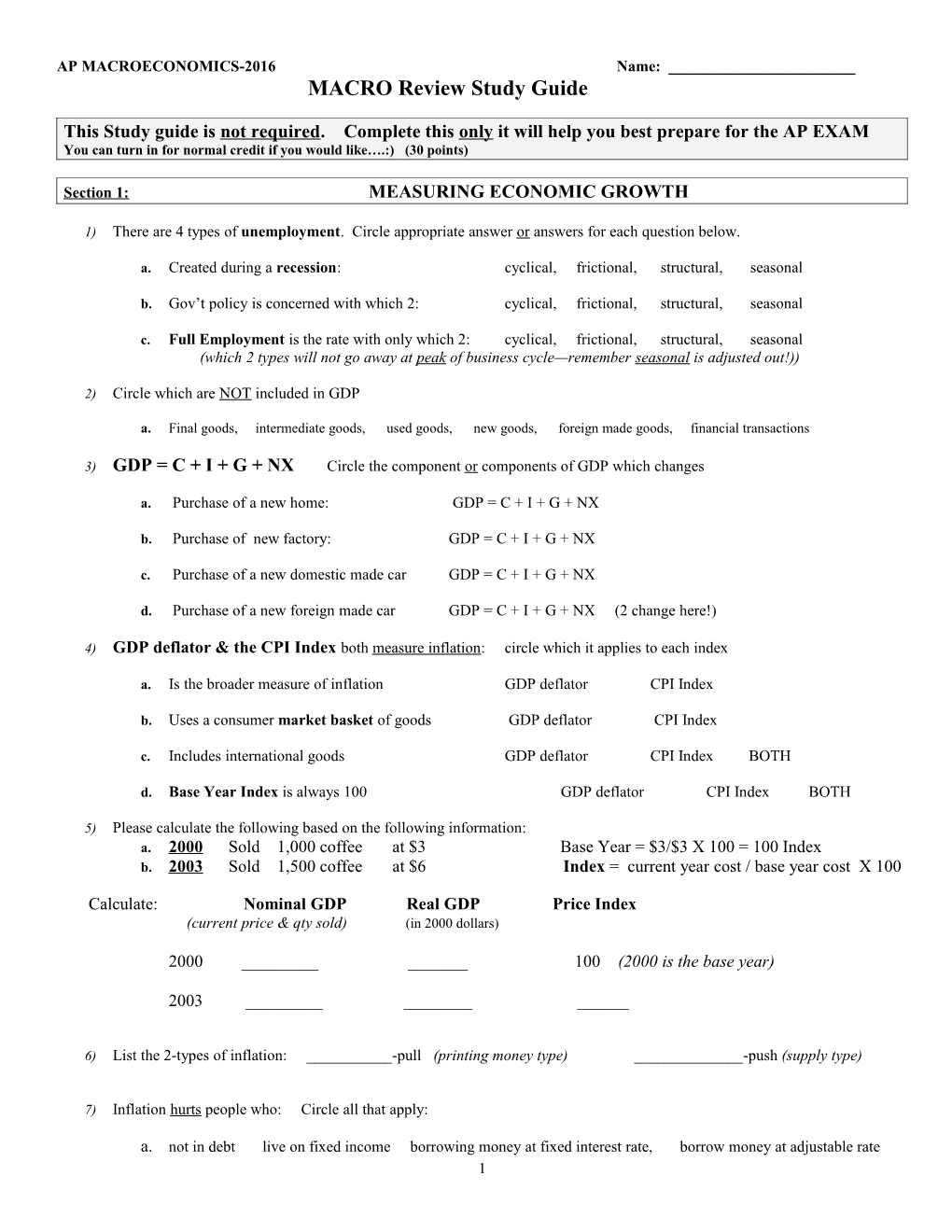 MACRO Review Study Guide