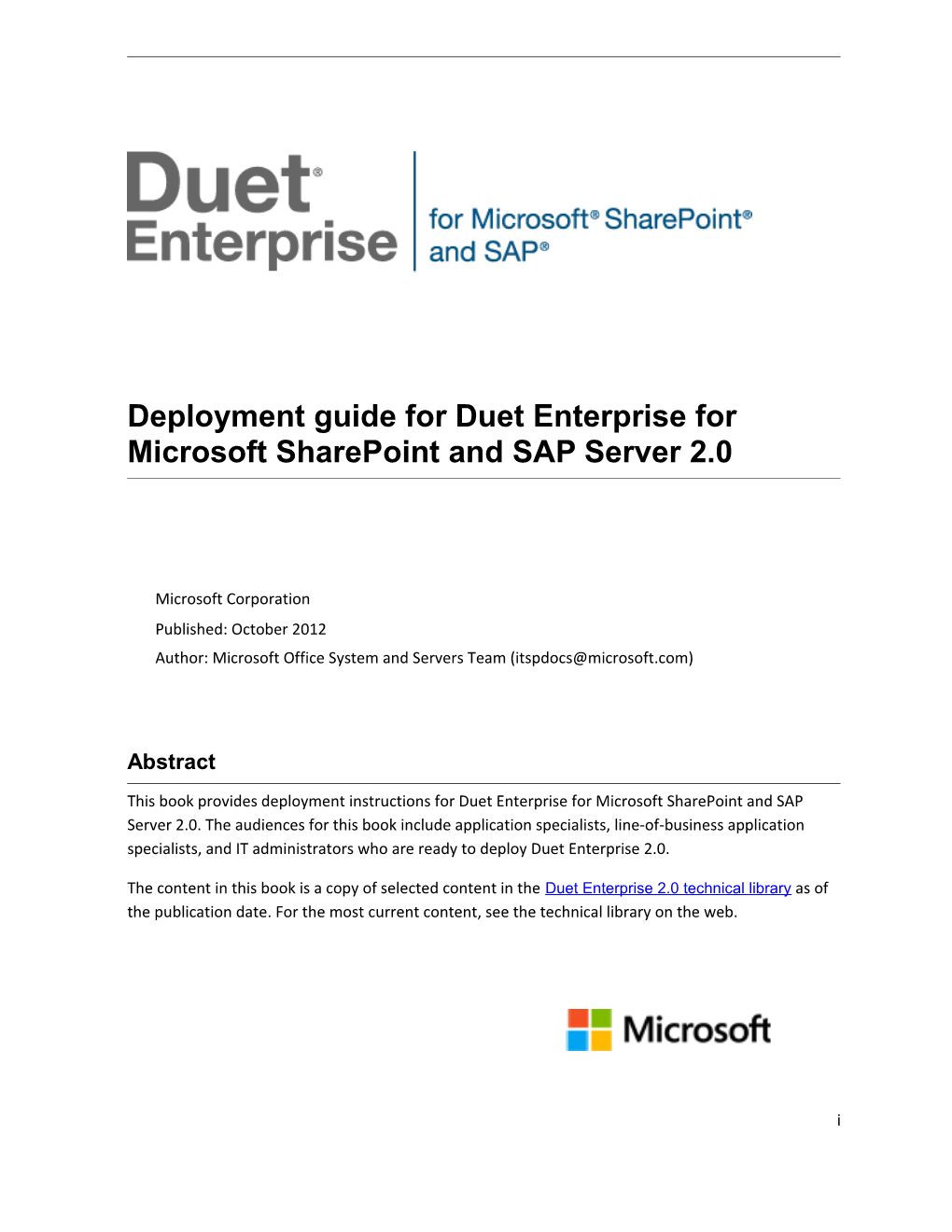 Deployment Guide for Duet Enterprise for Microsoft Sharepoint and SAP Server 2.0