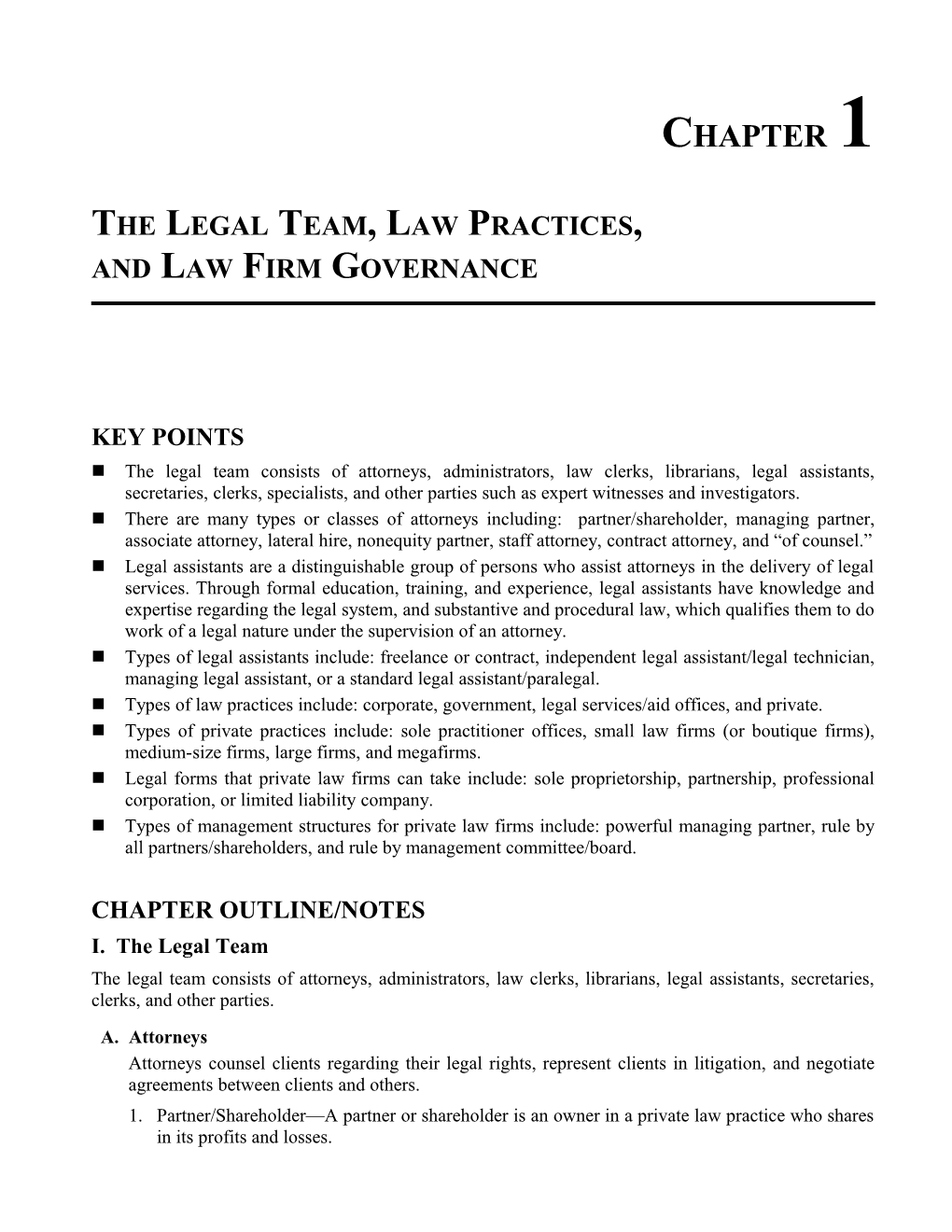 The Legal Team, Law Practices, and Law Firm Governance