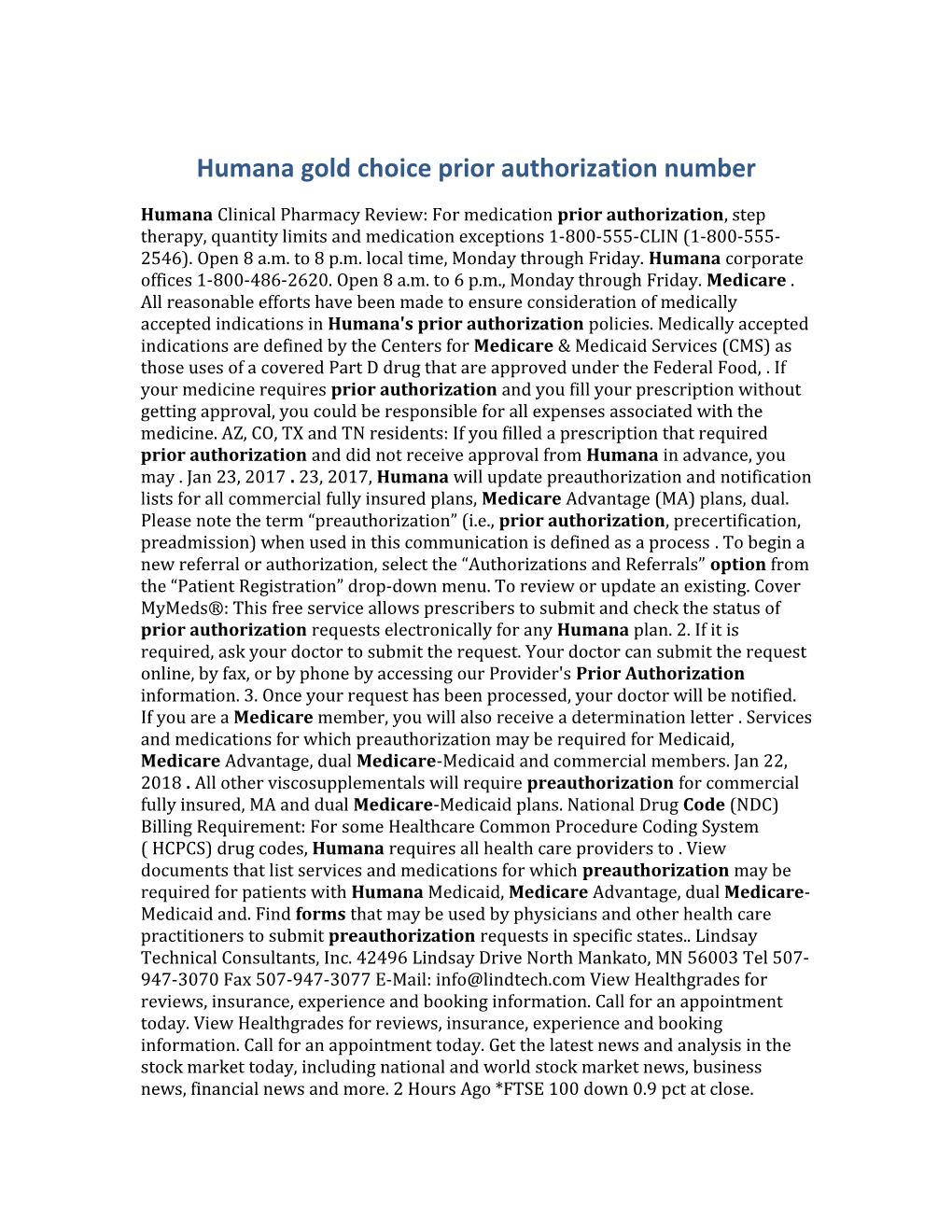 Humana Gold Choice Prior Authorization Number