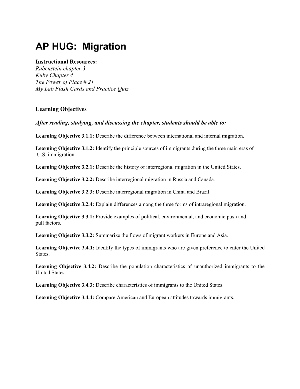 AP HUG: Migration